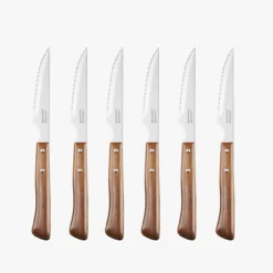 Set 6 pzas. Cuchillos Chuleteros Madera de Haya Perlados